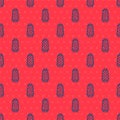 Blue line Sewing thread on spool icon isolated seamless pattern on red background. Yarn spool. Thread bobbin. Vector Royalty Free Stock Photo