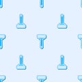 Blue line Shaving razor icon isolated seamless pattern on grey background. Vector Illustration Royalty Free Stock Photo