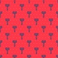Blue line Shaving razor icon isolated seamless pattern on red background. Vector Royalty Free Stock Photo