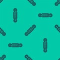 Blue line Shock absorber icon isolated seamless pattern on green background. Vector Royalty Free Stock Photo