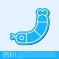 Blue line Shrimp icon isolated on grey background. Vector.