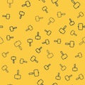 Blue line Sledgehammer icon isolated seamless pattern on yellow background. Vector Illustration