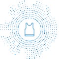 Blue line Sleeveless T-shirt icon isolated on white background. Abstract circle random dots. Vector Illustration Royalty Free Stock Photo
