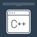 Blue line Software, web developer programming code icon isolated on blue background. Javascript computer script random Royalty Free Stock Photo