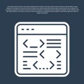 Blue line Software, web developer programming code icon isolated on blue background. Javascript computer script random Royalty Free Stock Photo