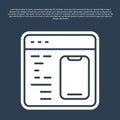Blue line Software, web developer programming code icon isolated on blue background. Javascript computer script random Royalty Free Stock Photo