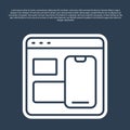 Blue line Software, web developer programming code icon isolated on blue background. Javascript computer script random Royalty Free Stock Photo