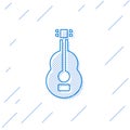 Blue line Spanish guitar icon isolated on white background. Acoustic guitar. String musical instrument. Vector