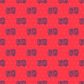 Blue line Spectrometer icon isolated seamless pattern on red background. Vector