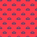 Blue line Speedometer icon isolated seamless pattern on red background. Vector Illustration