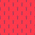 Blue line Sperm icon isolated seamless pattern on red background. Vector