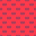Blue line Swimming pool icon isolated seamless pattern on red background. Vector Royalty Free Stock Photo