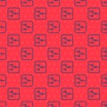 Blue line Switch in electronic circuit icon isolated seamless pattern on red background. Vector