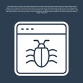 Blue line System bug concept icon isolated on blue background. Code bug concept. Bug in the system. Bug searching Royalty Free Stock Photo