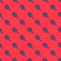 Blue line Tennis racket icon isolated seamless pattern on red background. Sport equipment. Vector Illustration Royalty Free Stock Photo