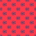 Blue line Tobacco leaf shop icon isolated seamless pattern on red background. Tobacco leaves. Vector