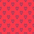 Blue line Traditional mexican poncho clothing icon isolated seamless pattern on red background. Vector