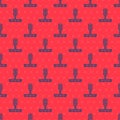 Blue line Train traffic light icon isolated seamless pattern on red background. Traffic lights for the railway to regulate the Royalty Free Stock Photo