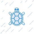 Blue line Turtle icon isolated on white background. Vector.