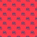 Blue line Uno card game icon isolated seamless pattern on red background. Vector Royalty Free Stock Photo