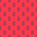 Blue line Vape mod device icon isolated seamless pattern on red background. Vape smoking tool. Vaporizer Device. Vector