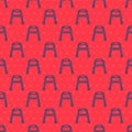 Blue line Walker for disabled person icon isolated seamless pattern on red background. Vector