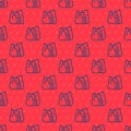 Blue line Waterfall icon isolated seamless pattern on red background. Vector Royalty Free Stock Photo