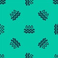 Blue line Wave with water drop icon isolated seamless pattern on green background. Vector Royalty Free Stock Photo