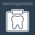 Blue line X-ray of tooth icon isolated on blue background. Dental x-ray. Radiology image. Vector Royalty Free Stock Photo