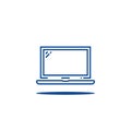 Blue linear laptop simple logo