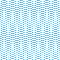 Blue linear wave water seamless pattern. Vector sea background. Repeat simple texture. Simple wavy doodle illustration. Modern Royalty Free Stock Photo