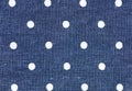 Blue linen fabric polkadot pattern background or texture