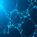 Blue lines and nodes form a complex, abstract pattern on a dark backgroun Royalty Free Stock Photo