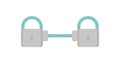 Blue Linked Padlock Icon for Secure Data Flow, vector design Generative AI Royalty Free Stock Photo