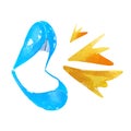Blue lips cry, dialogue, message, speech, voice watercolor illustration