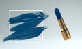 blue lipstick, blue stain on white box, 3d illustration