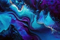 Blue liquid abstract background. AI Generative color mix painting