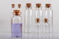 Blue liquid in a glass vial. Accessories in the laboratory Royalty Free Stock Photo