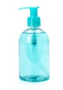 Blue liquid hand-wash soap in plastic bottle Royalty Free Stock Photo