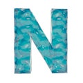 Blue Liquid Letter N Royalty Free Stock Photo