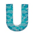 Blue Liquid Letter U Royalty Free Stock Photo