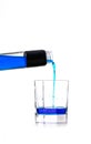 Blue liquid poured into a glass