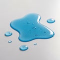 Blue liquid puddle with small droplets on a light gray surface water Royalty Free Stock Photo