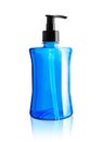 Blue liquid soap in plastic pump bottle