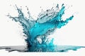 Blue Liquid Spatter on Isolated White Background