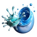 Blue Liquid Splash Emerging from a Blue Sphere water Royalty Free Stock Photo