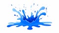 Blue liquid splash exploding outward in dynamic arcs, clean white backdrop Royalty Free Stock Photo