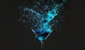 a blue liquid splashing out of a martini glass into the air Royalty Free Stock Photo