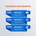 Blue list infographic template design. Business concept infograph with 3 options, steps or processes. Vector visualization can be