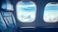 Blue-Lit Interior of Modern Airplane Royalty Free Stock Photo